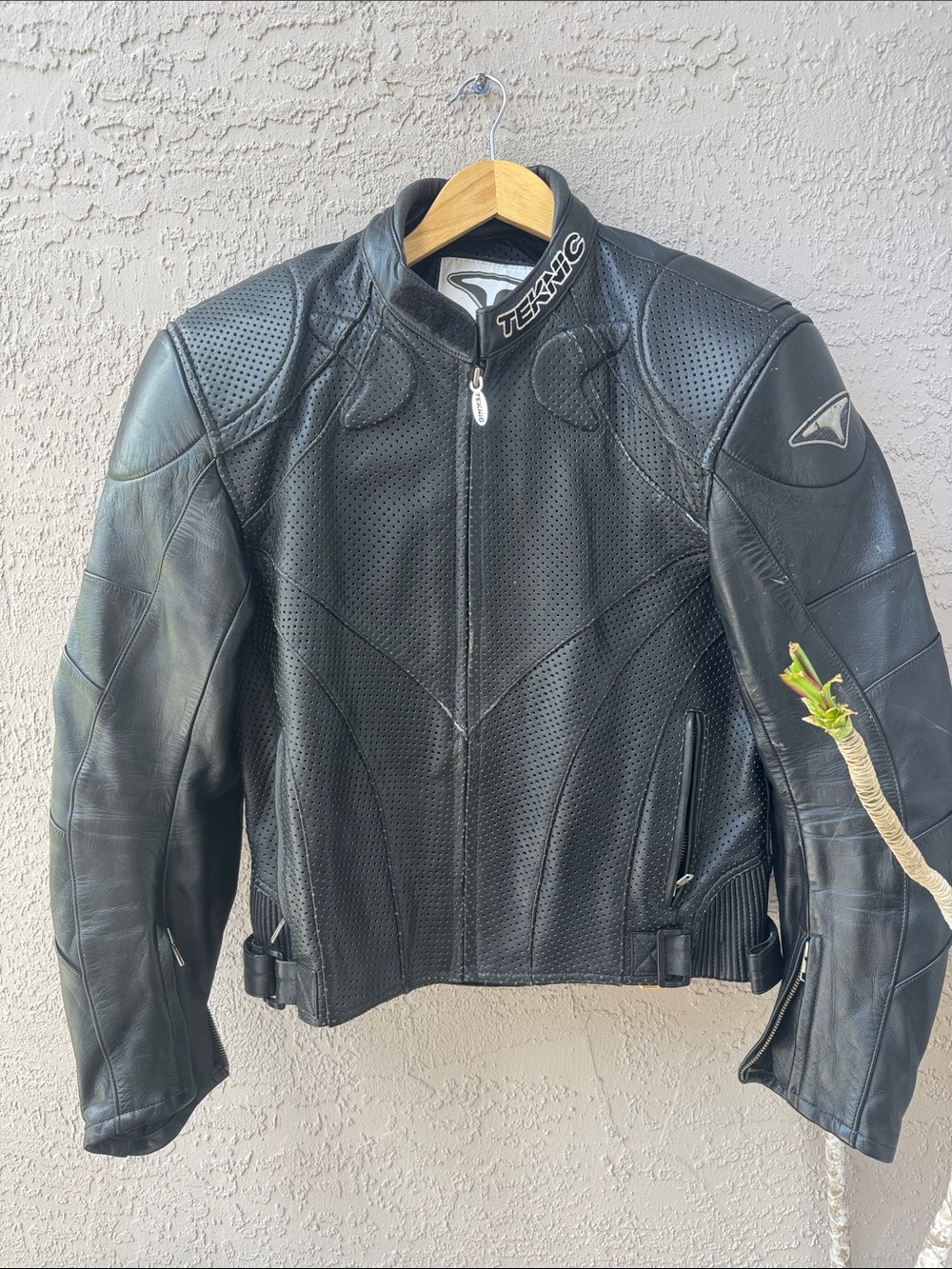 Teknic Leather Riding Men's Black Perforated Leather Motorcycle Jacket